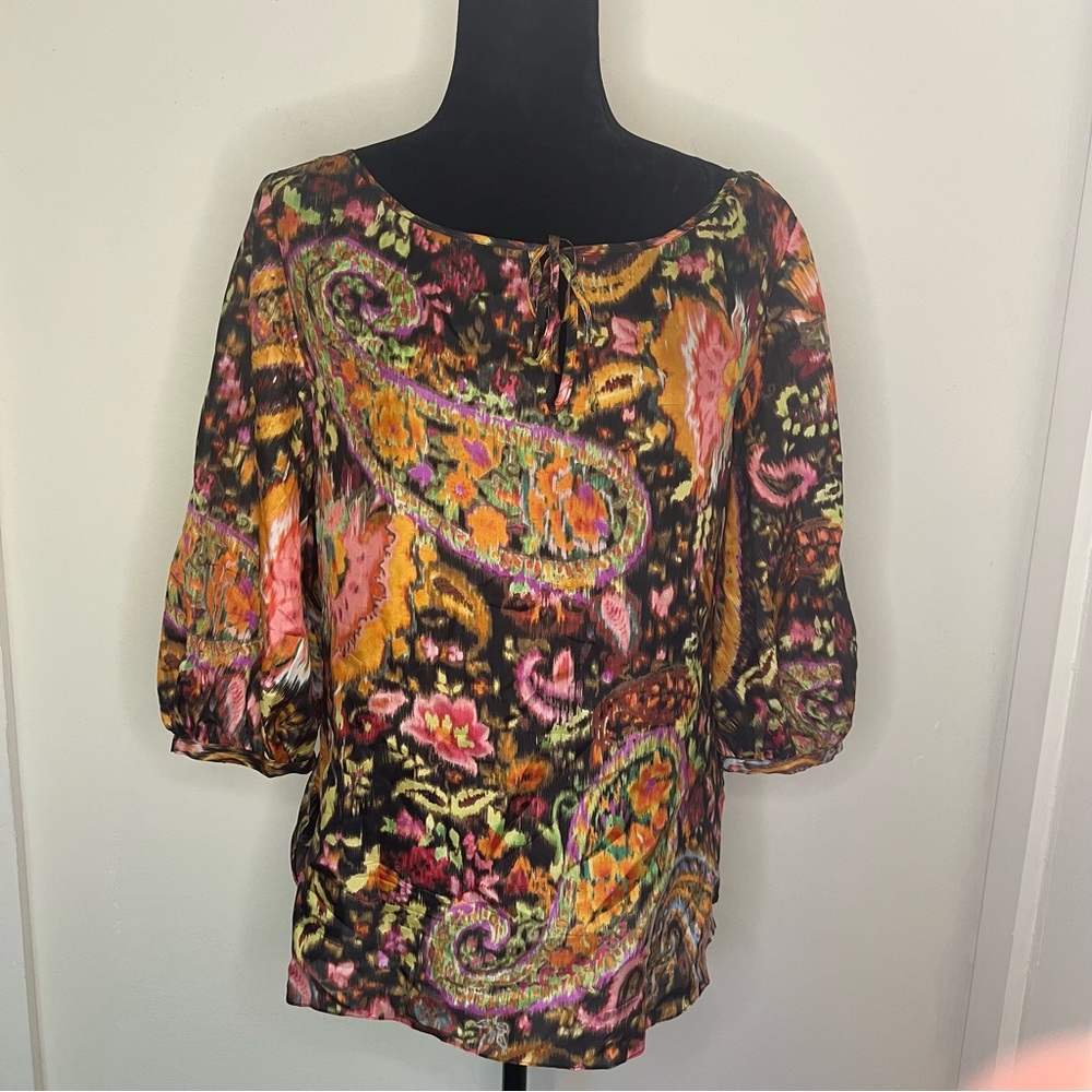Lauren Ralph Lauren 100% Silk Paisley Blouse Medium
